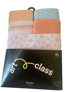 Underwear Art Class Girls XL Hipsters  5-Pack Floral & Striped Prints
